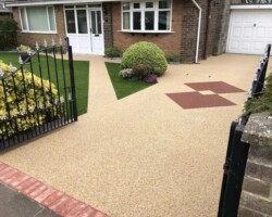 After - Finished In Cornfield With Red Double Diamonds And Red Block Edging