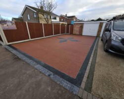 After - Driveway Finished In Rosso Luna With Jet Black Flower Pattern