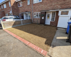 After - Area Excavated, Red Block Edging Installed, Hardcored Using Type 1, Finished In Tar And Stone
