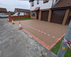 After - Driveway Extended, Red Block Edging Installed, Finished In Rose Garden