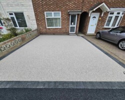 After - Charcoal Block Edging Installed - Finished In Morning Mist Resin Bound
