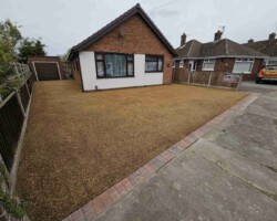 After - Brindle Block Edging Installed - Finished With Hot Tar & Golden Pea Shingle