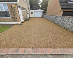 After - Brindle Block Edge Installed / Finished With Tar & Golden Stone Finish