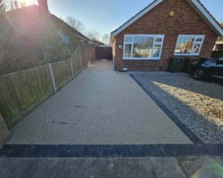 After - Driveway Widened, Charcoal Block Edge, New Recess Manhole, Finished In Sahara Resin
