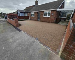 After - New Brick Wall Built / New Manhole / Brindle Block Edge / Finished in Evening Rose Resin Bound